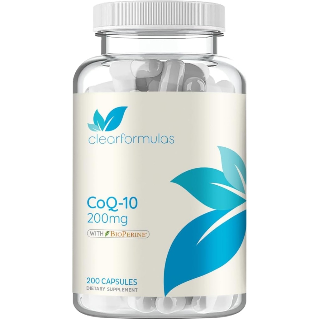 CoQ10 BioPerine ile 200 mg - Gelişen Abhidrasyon Coenzyme Q10 200 mg Potent Antioksit Enerji ve Aging Desteği - Yüksek Stability CoQ10 Ubiquinone Caps - Made in a cGMP US Lab (200 Hizmet)