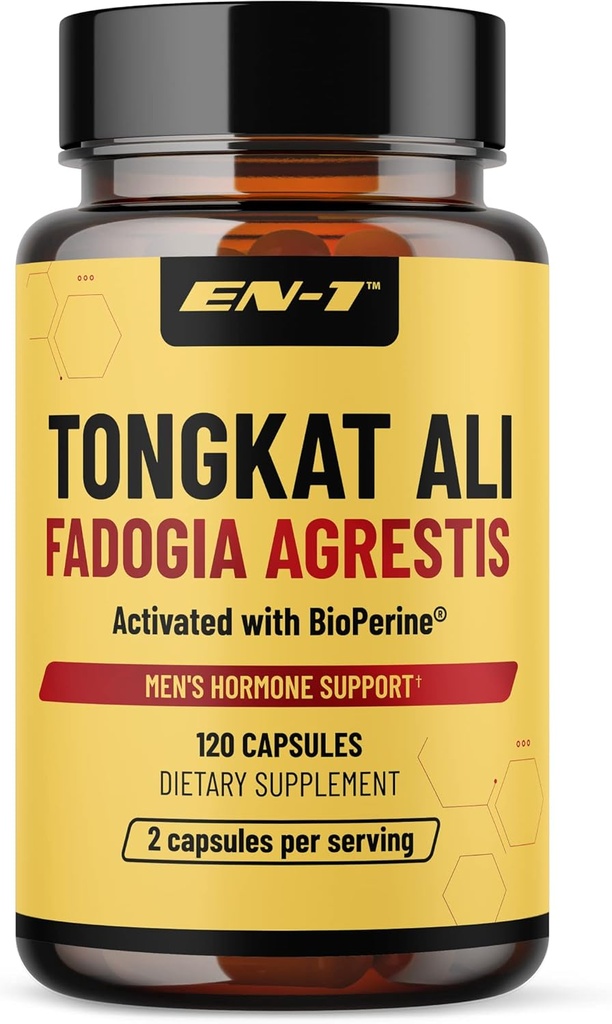 EN-1 Tongkat Ali for Men (Longjack) Fadogia Agrestis ve Tongkat Ali Supplement 1205mg per Service with BioPerine, Tongat-ali for Men - 120 Capsules Tonkat-Ali Long Jack