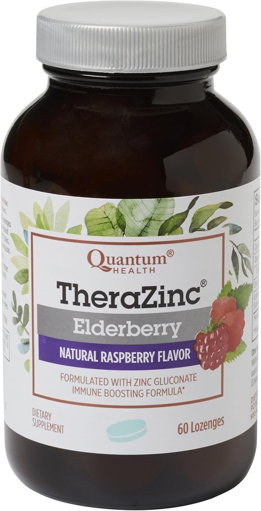 Kuantum Sağlığı TheraZinc Elderberry Lozenges, Immune Desteği için Çinko Gluconate ile Yapıldı, 60 Kont