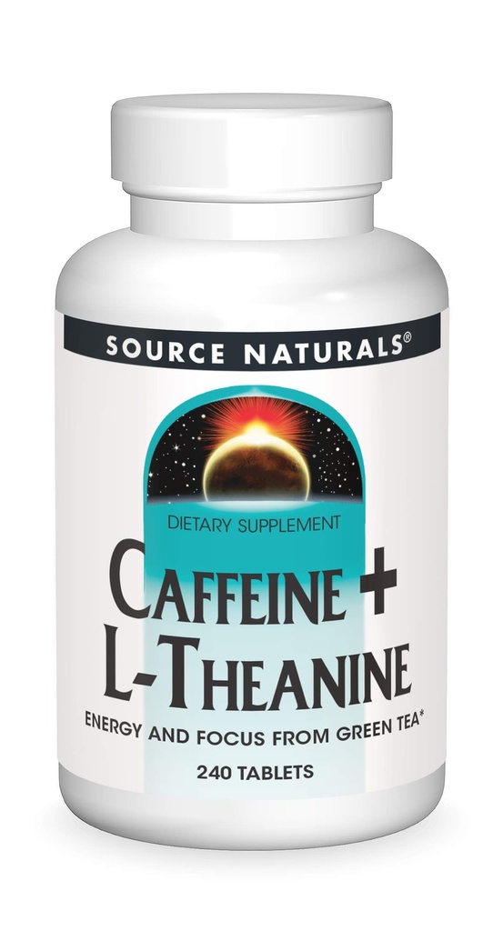 Source Naturals Caffeine + L-Theanine, Energy and Focus Support from Green Tea* - 240 Tablets
