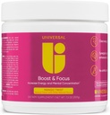 Universal U Boost & Focus σκόνη, αύξηση της ενέργειας και γνωστική απόδοση, πριν την προπόνηση, προσαρμοσμένη δοσολογία, VIT B12, Νιασίνη, Choline, L-Τυροσίνη, Χωρίς τεχνητές γεύσεις, 30 υπηρεσίες (Mango Twist)