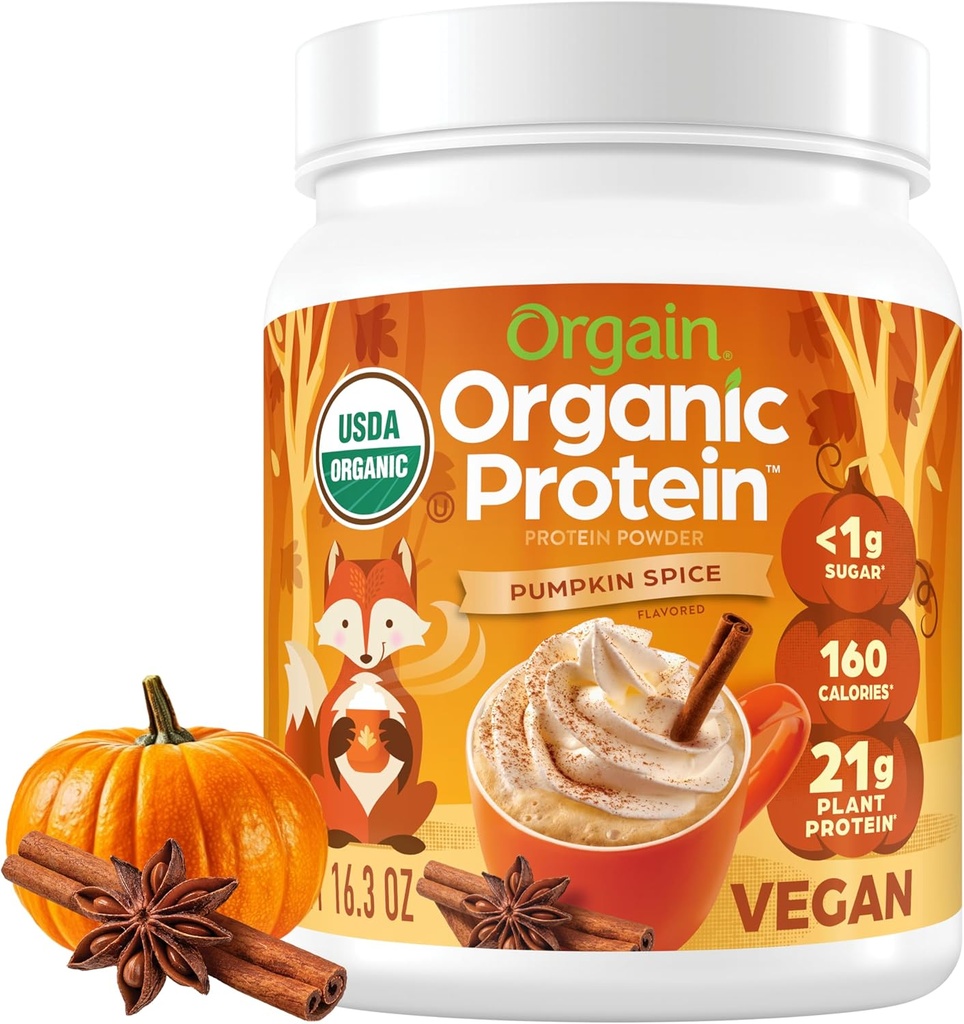 Orgain Organic Vegan Protein Toz, Riley Spice Season Flavor - Plant proteini 21g, 5g Prebiyotik Fiber, No Lactose Malzemeler, No add Sugar, Non-GMO, For Shakes & Smoothies, 1.02 lb