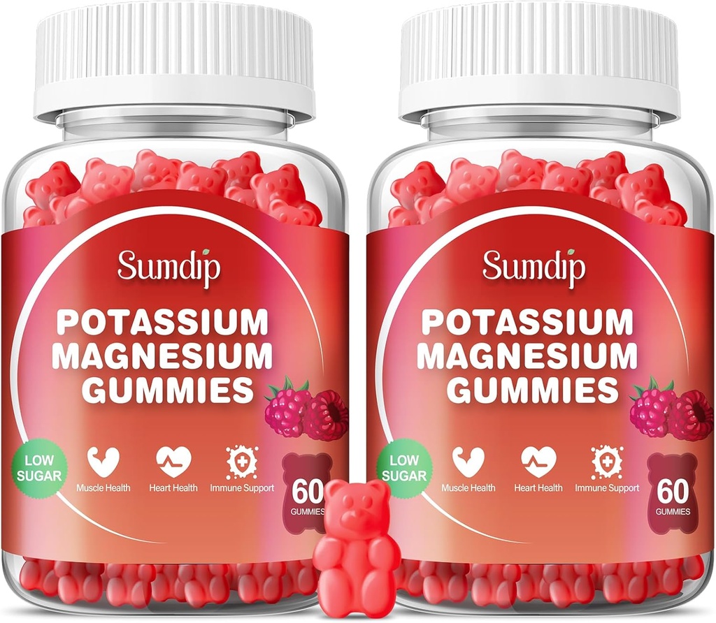 Magnezyum Piyal Gummies, Muscle & Heart Health, Leg Cramps ve Sleep, Pyumyum Eks Vegan Gummy Non-GMO Gluten Free 60 Gummies-2 Pack, Raspberry