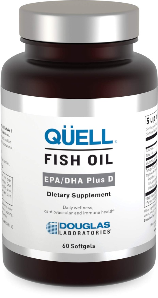 Douglas Laboratories Quell Fish Oil EPA/DHA Plus D | 3:2 DHA Essential Omega 3 Fatty Acids Plus 1000 I.U. of Vitamin D3* | 60 Softgels