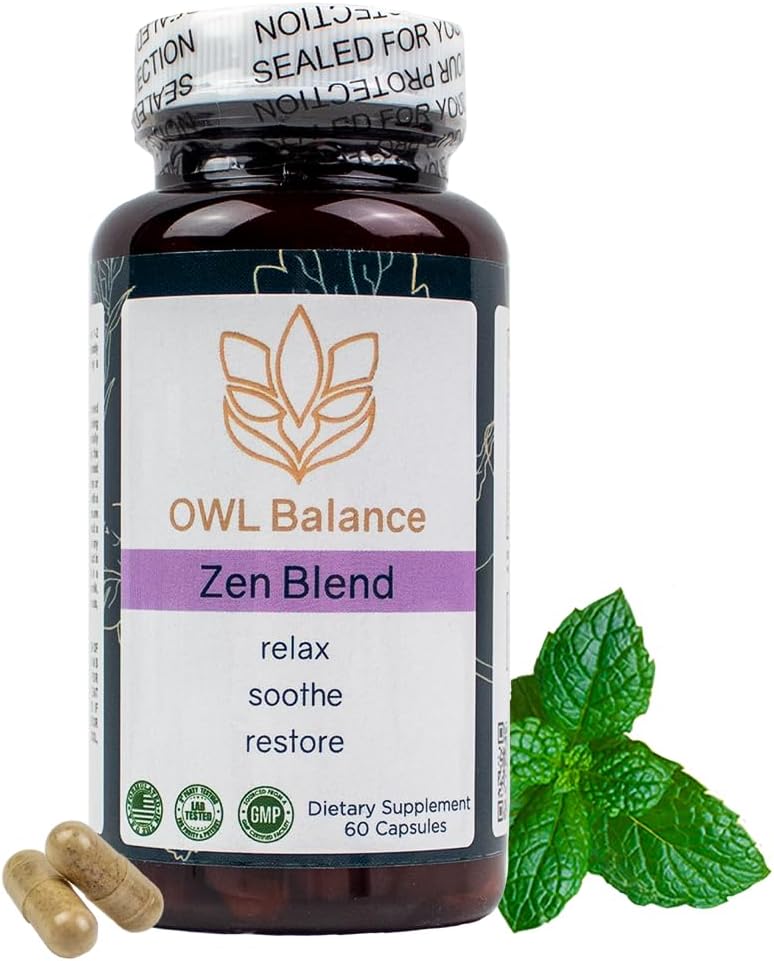Zen Blend - Άγχος και άγχος συμπλήρωμα με Ashwagandha, L-Θεανίνη, Ιερός Βασίλειος, Skullcap, Passionflower & Lemon Balm 