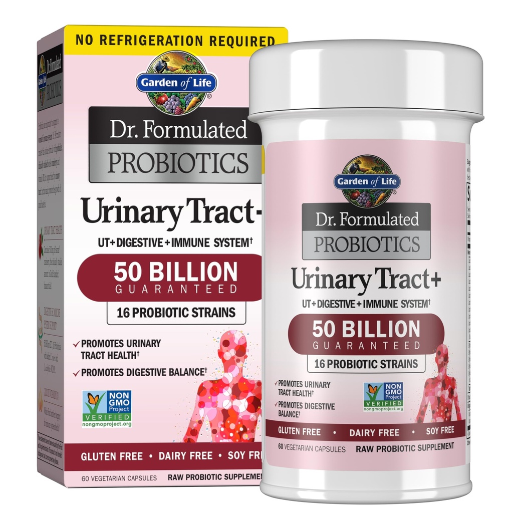 Life Dr. Formulated Probiyotiks Urinary Tract+ - Asitofili Probiyotik Destekler Urinary Tract Health, Digestive Balance - Raf Stable - Gluten, Süt ve Soy-Free - 60 Vegetarian Capsules
