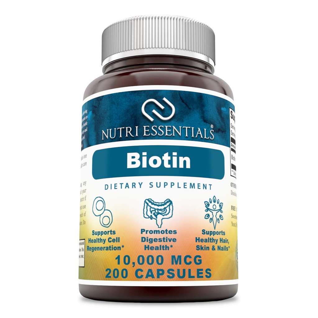 Biotin 10.000 Mcg 200 Capsules (Non-GMO)- Sağlıklı Saç, Skin & Nails - Hücre Rejuvenation ve Energy Production*