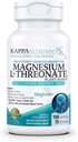 Kappa Nutrition Powered by MagbrainTM L-Threonate Plant-Based, 420 mg Elemental Magnezyum (3 Capsules) from 2,253 mg, 150 Vegan Capsules, Brain, Sleep & Muscle Support.