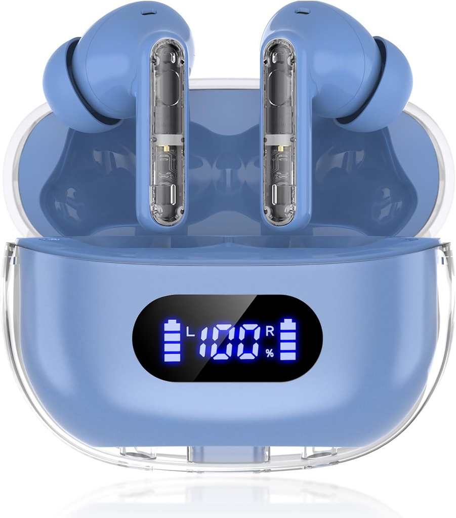 Blue Wireless Earbuds P1 PRO, Kulak telefonları Clear Call Mics Ear Buds, Comfortable Fit, IPX7 Su Uzun Battery Life, 30H Playtime for Sports Workoutout