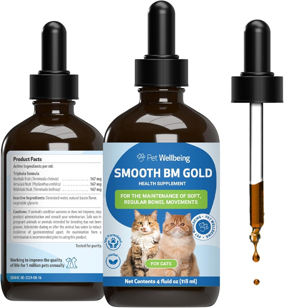 Pet Wellence Dog & Cats için BM Gold – Constipation Relief & Stool Softener, Sağlıklı Bowel Hareketleri Destekler - Doğal Herbal Supplement 4 oz (118 ml)