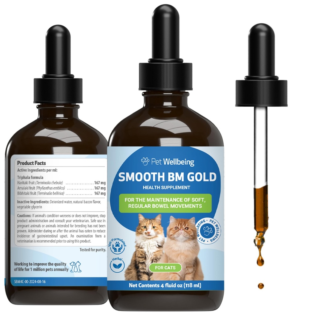 Pet Wellence Dog & Cats için BM Gold – Constipation Relief & Stool Softener, Sağlıklı Bowel Hareketleri Destekler - Doğal Herbal Supplement 4 oz (118 ml)