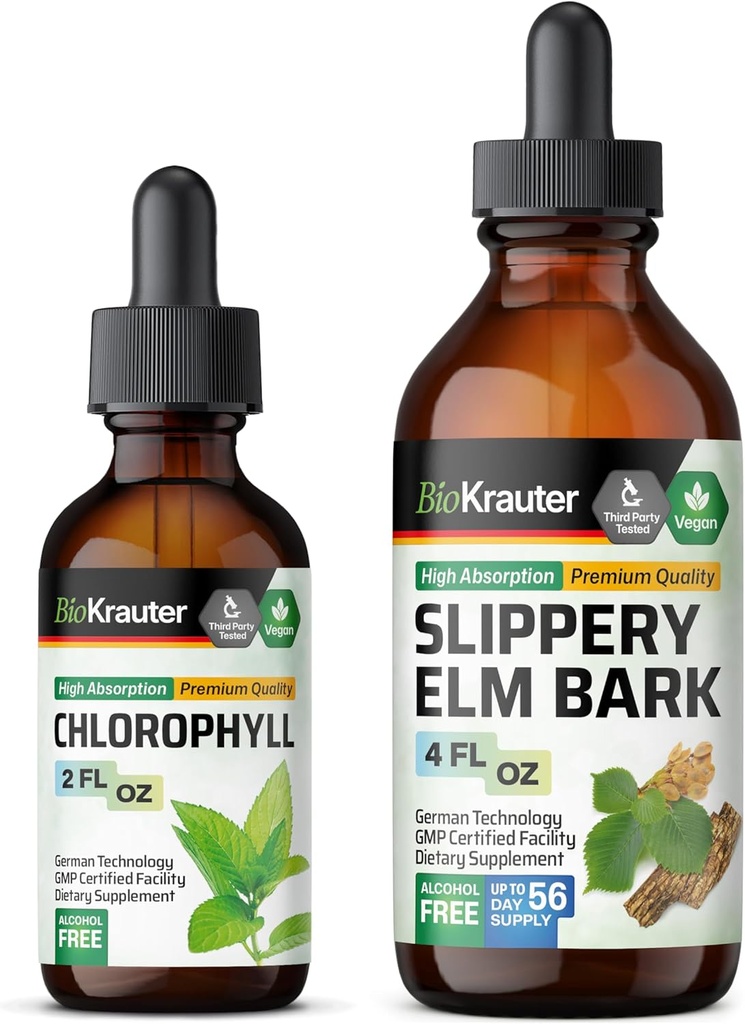 BIO KRAUTER Slippery Elm Βάμμα 4 Fl. Oz. & Chlorophyl Βάμμα 2 Fl. Oz.