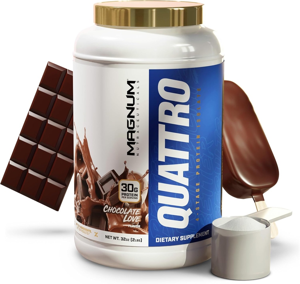 Magnum Nutraceuticals Quattro Whey Protein Toz, Chocolate Love 2lb – Muscle Büyüme ve Kurtarma için Premium Protein