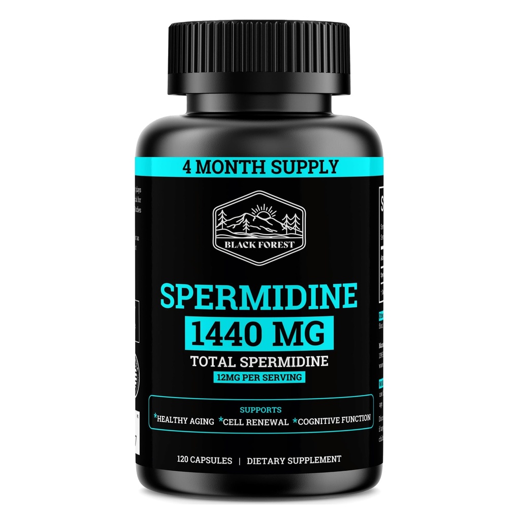 Συμπλήρωμα σπερμιδίνης (1440mg 99% Αμιγής Συμπληρώματα Σπερμιδίνης για γυναίκες & άνδρες) 4 Μήνες Προσφορά (100X More Poent Than Wheat Germ Extract) 12MGS Per Serving For Cellular Health, Anti-Aging & Energy