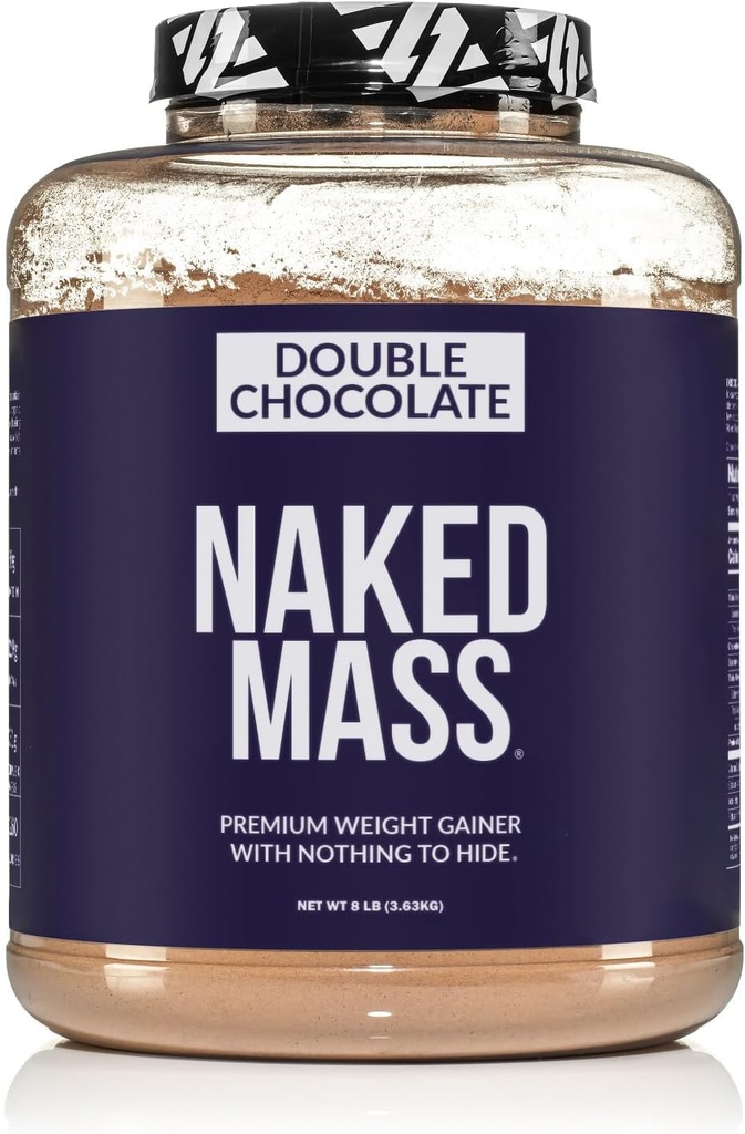 NAKED διπλή μάζα σοκολάτας - 1.260 θερμίδες, 50G πρωτεΐνη, τίποτα τεχνητό. Σκόνη πρωτεΐνης αποκτημένου φυσικού βάρους - 8Lb χύδην, χωρίς ΓΤΟ, χωρίς γλουτένη και χωρίς σόγια