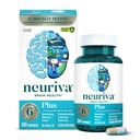 NEURIVA Plus Συμπλήρωμα εγκεφάλου για μνήμη και εστίαση Κλινικά ελεγμένο Nootropics για συγκέντρωση για νοητική σαφήνεια, Γνωστική Ενίσχυση Βιταμίνες B6, B12, Φωσφατιδυλσερίνη 30 Κάψουλες
