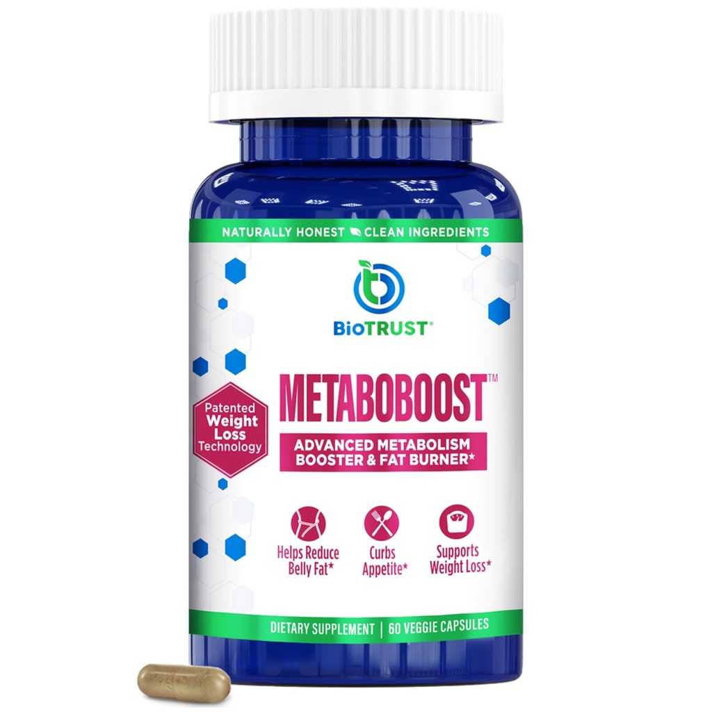 BioTrust MetaboBoost Kilo Kayıp Tamam - Appetite Suppressant | Calorie Fat Burner | Metabolism Branson - Klinik olarak-Studied Diyet Pills with Berberine for Holistic KiloLos Support- 60 Capsules