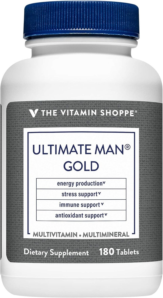 The Shoppe Ultimate Man Multivitamin - Yüksek Potency Energy & Antioksit - Optimal Erkeklerin Sağlığı için Kapsamlı Günlük Multi-Mineral Tamam - Gluten & Dairy Free (180 Tablet)