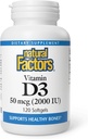 Natural Factors, Vitamin D3 2000 IU (50 mcg), Supports Strong Bones, Muscles and Immune Function, 120 Softgels