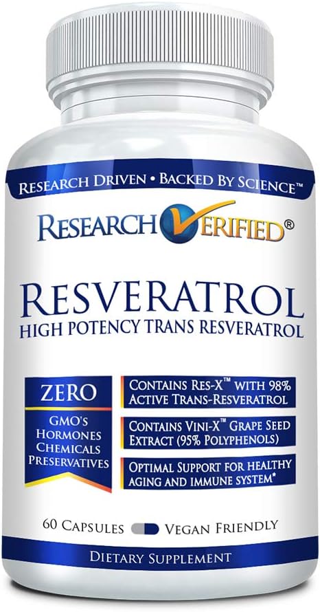 Araştırma Doğrulanmış Resveratrol - 98 Trans-Resveratrol 1000 mg, Anti-Aging Support - 1 Şişe - 60 Capsules