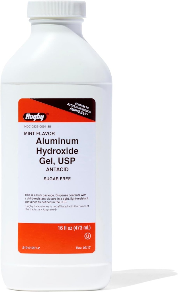 Rugby 320 mg alüminyum Hidroxide Gel, USP - Antacid Liquid - Upset Stomach, Acid Indigestion, and Heartburn Relief - Sugar-Free - Mint Flavored - 16 Fl. Oz. (1 Pack)
