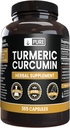 PURE ORIGINAL INGREDIENTS Turmeric Curcumin (365 Capsules) Hiçbir Magnezyum Or Rice Fillers, Her Zaman Saf, Lab