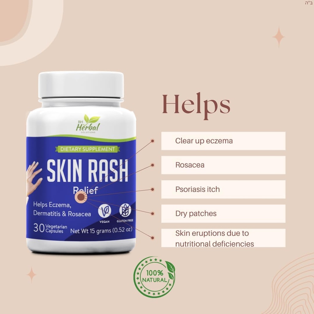 Doğal Cilt Yardımı - Soothing Itchy, Kuru ve Irritated Skin - 100% Plant-Based, Vegetarian Capsules