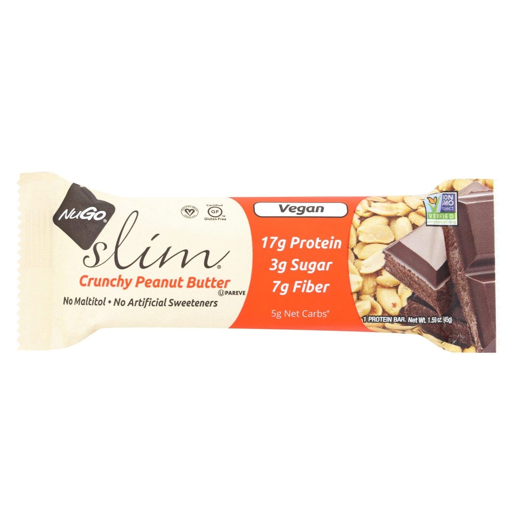 NuGo Beslenme Bar - Slim - Crunchy Peanut Butter - 1.59 Oz Bars - 12