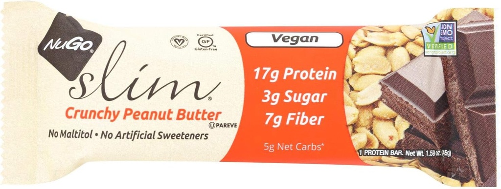 NuGo Beslenme Bar - Slim - Crunchy Peanut Butter - 1.59 Oz Bars - 12
