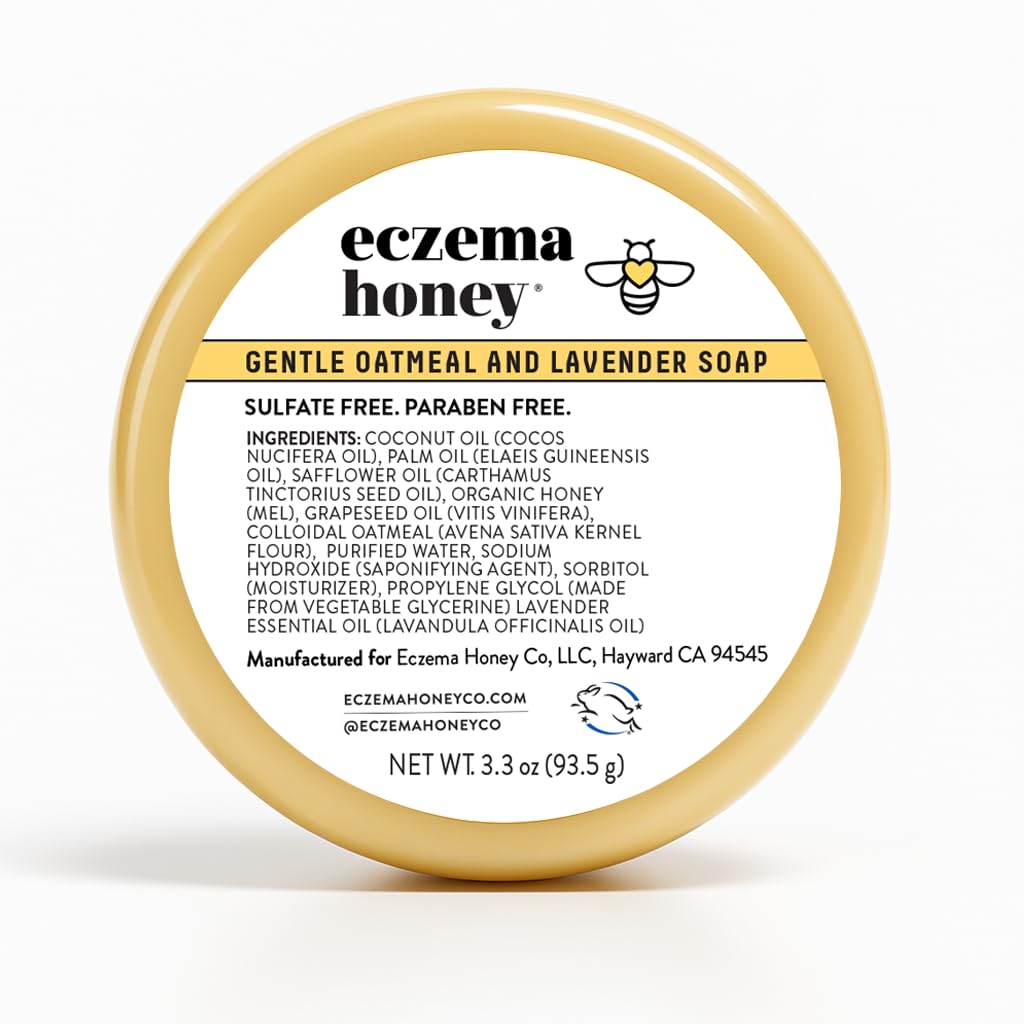 ECZEMA HONEY Gentle Oatmeal ve Lavender Soap - Doğal Eczema Vücut Yıkama - Kuru, Itchy, Hassas ve Irritable Skin (3.3 Oz)