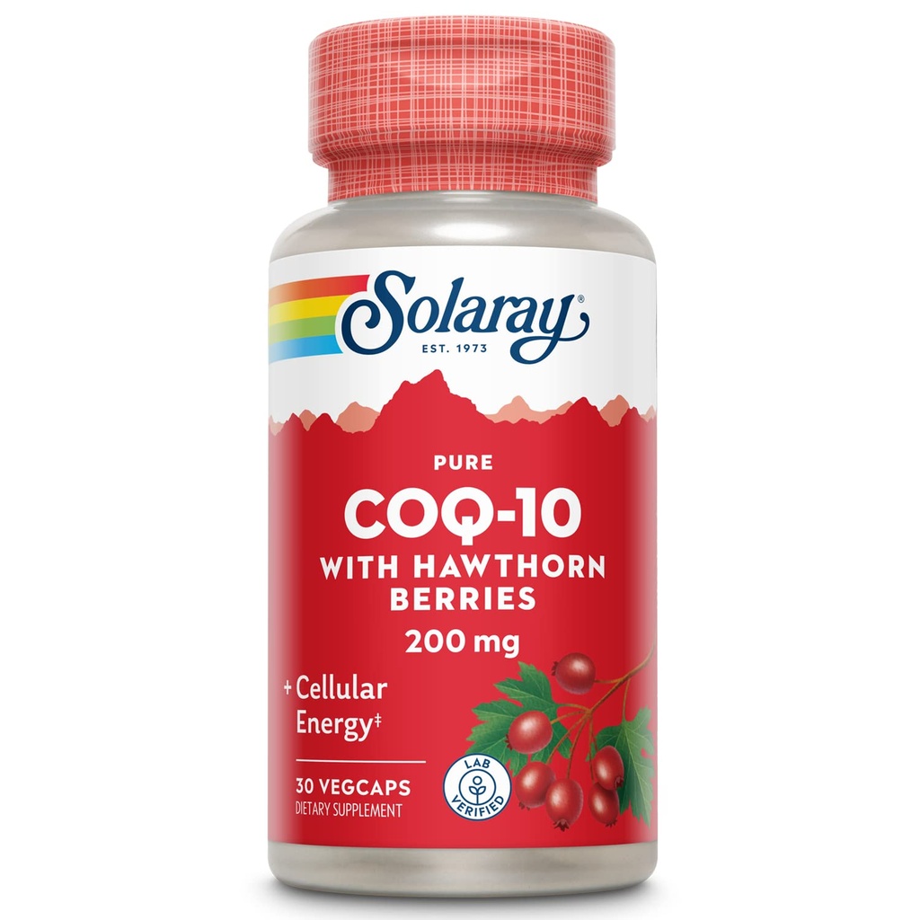 SOLARAY Pure CoQ-10 200 mg | Sağlıklı Kalp Fonksiyonlar ve Hücre Enerji Desteği | Herb Mix ile Geliştirildi | 30 VegCaps