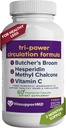 Tri-Power Circulation Formula - Circulation Supplement with Butcher's Broom, Hesperidin Torch Chalcone ve C, 60 Capsules, for Blood and Leg Circulation, Vein Health Support
