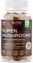 SUKU Βιταμίνες - Super Mushroom - Reishi Chaga, Τουρκία Tail & Lions Mane Blend Gummies για Ανοσία - Εύκολο στο μάσημα - Μη ΓΤΟ, Χωρίς γλουτένη - Espresso Αποφλοίωση Γεύση Gummy Βιταμίνες, 50 Count