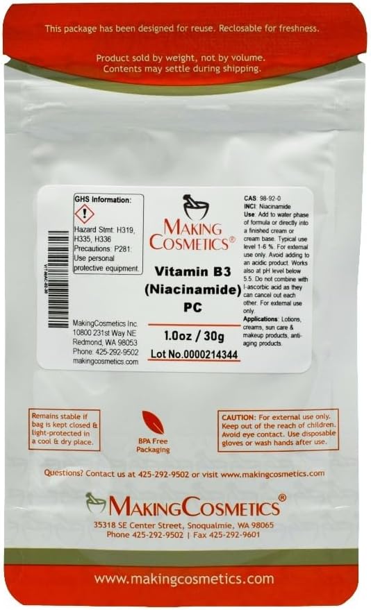 Cosmetics - B3 (Niacinamid) PC - 1.0oz / 30g - Kozmetik Malzemeler