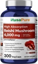 NusaPure Reishi Mushroom Extract 20:1 Extract, 200 mg Capsule 300 Veggie Caps Vegan, Non-GMO, Vegan, Non-GMO, Vegan