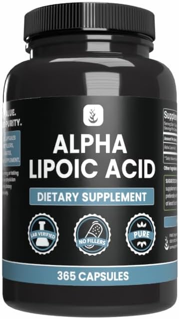 PURE ORIGINAL INGREDIENTS Alpha Lipoic Acid (365 Capsules) Magnezyum Or Rice Fillers, Always Pure, Lab TY