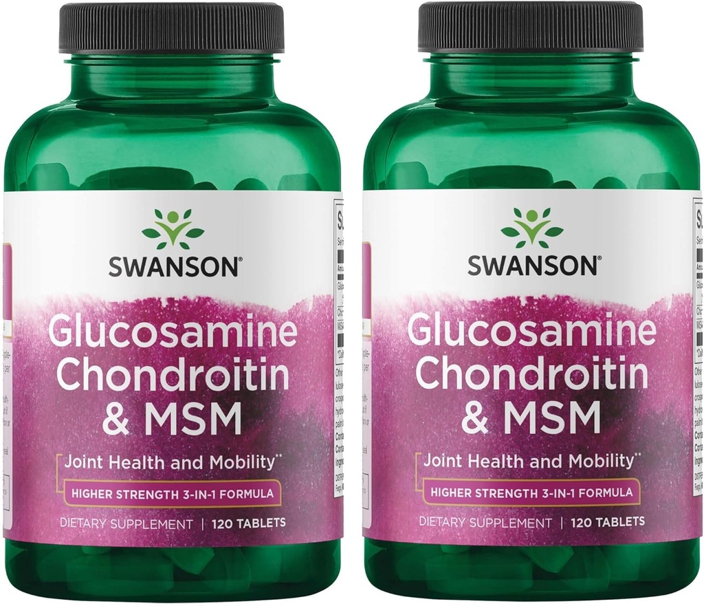 Swanson Glucosamine Chondroitin & Bayan 500/400/200 Milligrams 120 Tabs (2 Pack)