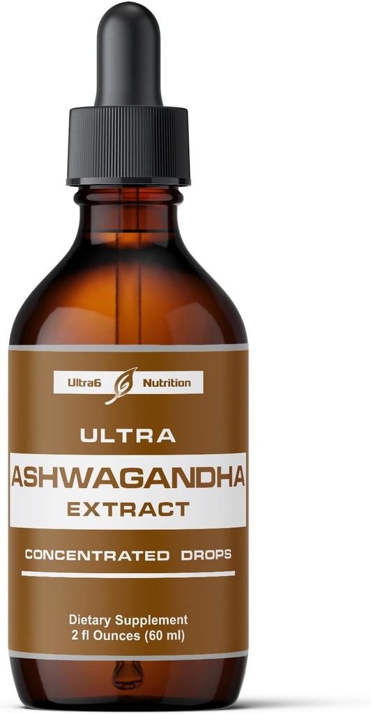 Ultra6 Beslenme Ashwagandha Liquid Drops - Rhodiola Rosea Tincture ile Organik Ashwagandha Supplements - Mood ve Enerji için Kök Takdir - Erkekler ve Kadınlar için Tamam
