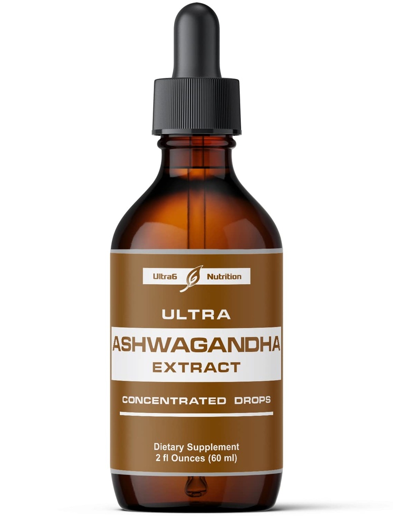 Ultra6 Beslenme Ashwagandha Liquid Drops - Rhodiola Rosea Tincture ile Organik Ashwagandha Supplements - Mood ve Enerji için Kök Takdir - Erkekler ve Kadınlar için Tamam