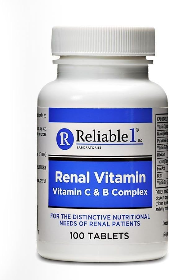 RELIABLE 1 LABORATÖRLER Erkekler ve Kadınlar için Renal Vitamin C & B Kompleksi (Tek)