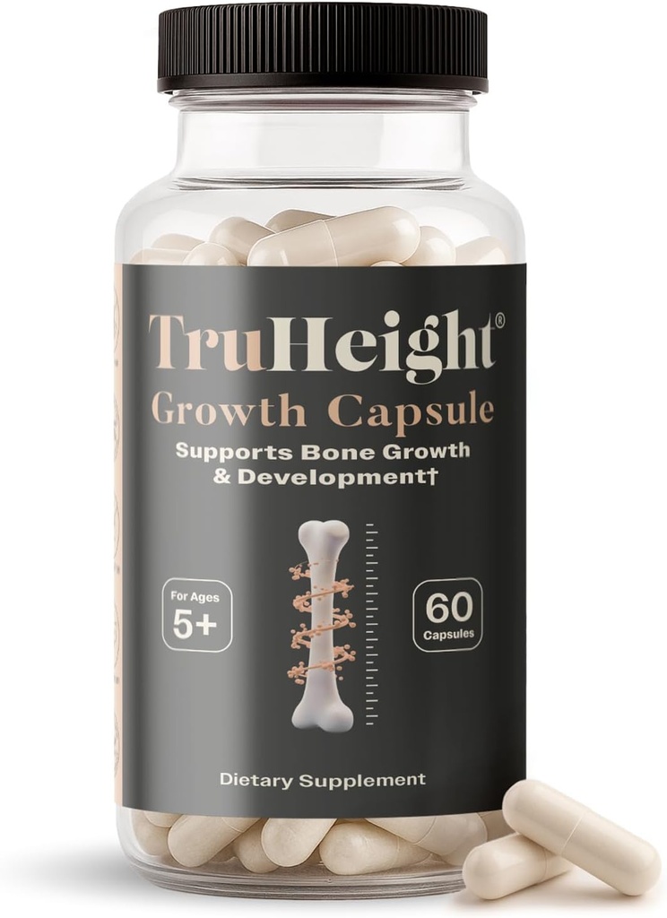 TruHeight Growth Capsules - Natural growth & Development Supplement for Kids & Friends - Endorsed by Pediatriks - Vitamin D, K,dis & Ashwagandha - Bone Strength - Kids Vitamins D3 K2, Ages 5+