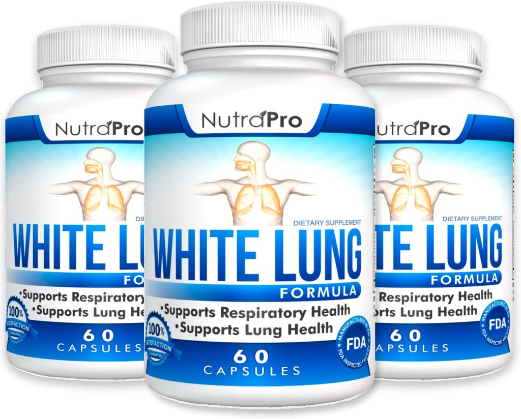 NutraPro White Lung Cleanse & Detox (Καθάρισμα Πνεύμονα) Υποστηρίξτε την Υγεία των Πνευμόνων. Υποστηρίζει την αναπνευστική υγεία. 60 καψάκιο - Made in GMP Certified Facility.