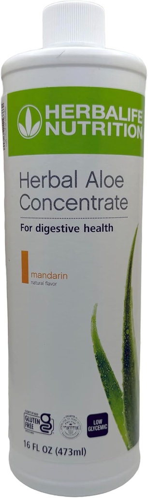 Herbalife Aloe συμπυκνωμένο Pint: Mandarin Flavor 16 FL Oz (473 ml) για Digestive Health με Αλόη Premium-Quality, Χωρίς γλουτένη, 0 Θερμίδες, 0 Ζάχαρη, Φυσικά Γεύση