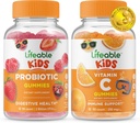 Lifeable Probiyotik 2 Milyar CFU Kids + C Kids, Gummies Sche - Great Tasting, Vitamin Supplement, Gluten Free, GMO Free, Chewable Gummy