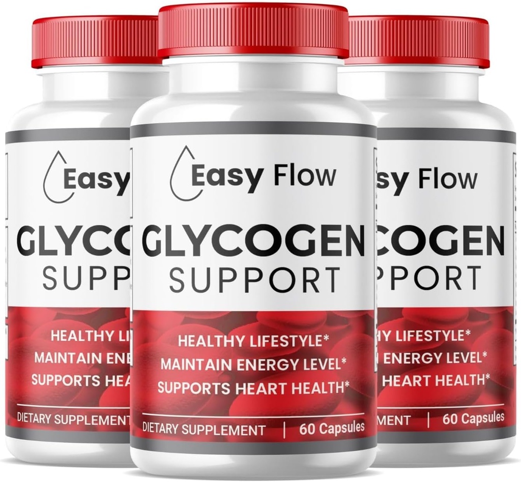 (3 Pack) Εύκολη ροή γλυκογόνο, EasyFlow Glycogen Υποστήριξη κάψουλες, Glyco Optimizer Formula, Φυσικό καθαριστικό δοχείο αίματος, Premium Easy Flow Glycogen Υποστήριξη (180 κάψουλες)