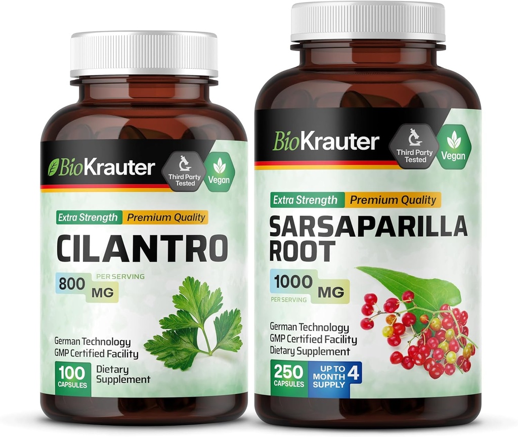 BIO KRAUTER Cilantro 100 Capsules & Sarsaparilla 250 Capsules