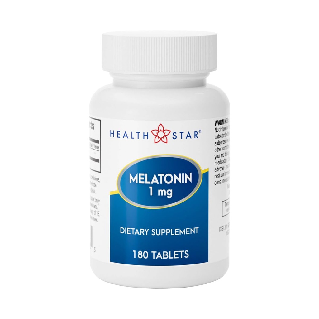 GeriCare Melatonin 1 mg Sleep Support Supplement, Gentle Nighttime Sleep Aid, Non-Habit Form, Rahatlama ve Dinlenmek için yardımcı olur, Jet Lag Recovery ve Better Nighttime Rest, 180 Tabletler