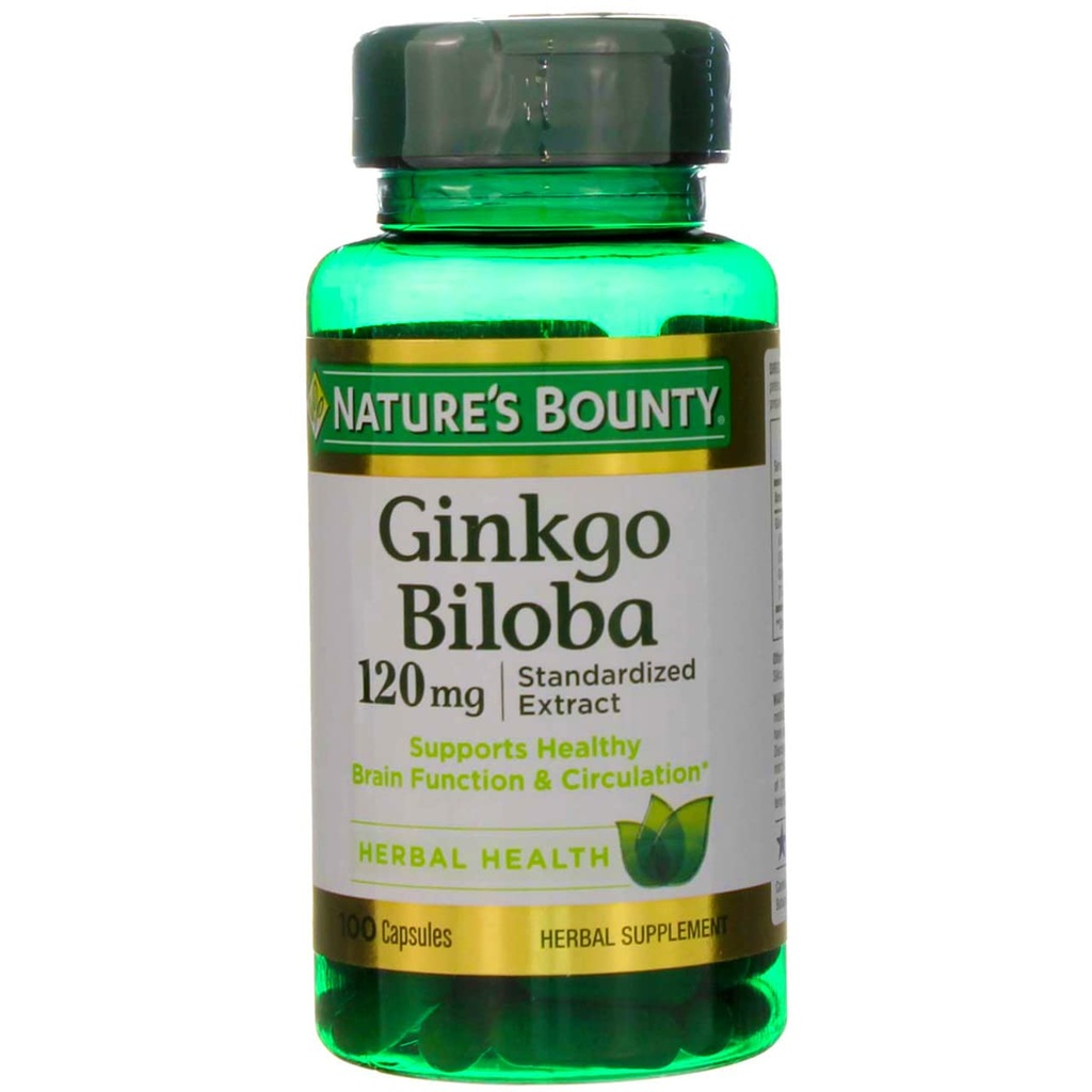 Nature's Bounty Ginkgo Biloba 120 mg Double Strength - 100 Capsules, 2 Paket