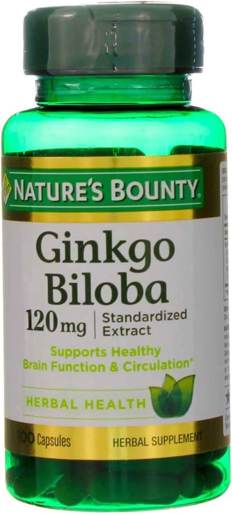 Nature's Bounty Ginkgo Biloba 120 mg Double Strength - 100 Capsules, 2 Paket