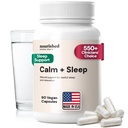 Nourished Natural - Calm + Sleep Capsules for Deep Rest & Relaxation with Ashwagandha, Chamomile, Tart Cherry Extract, Passionflower, L-theanine, & Magnezyum - 60 Capsules